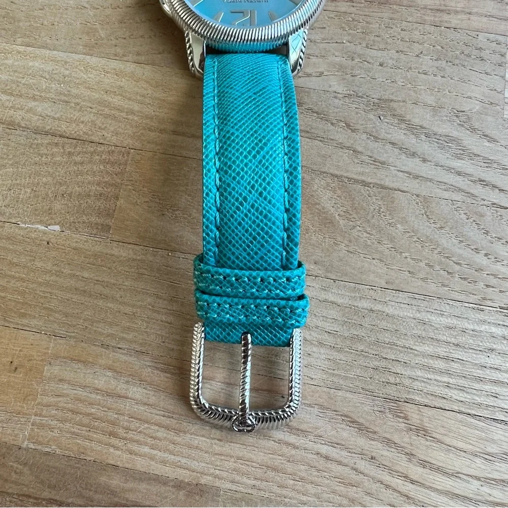 Judith Ripka ladies stainless steel and leather Olympia dress watch NEW BATTERY